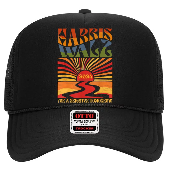 Harriswaltz 2024 For A Brighter Tomorrow Boho Aesthetic High Crown Mesh Trucker Hat