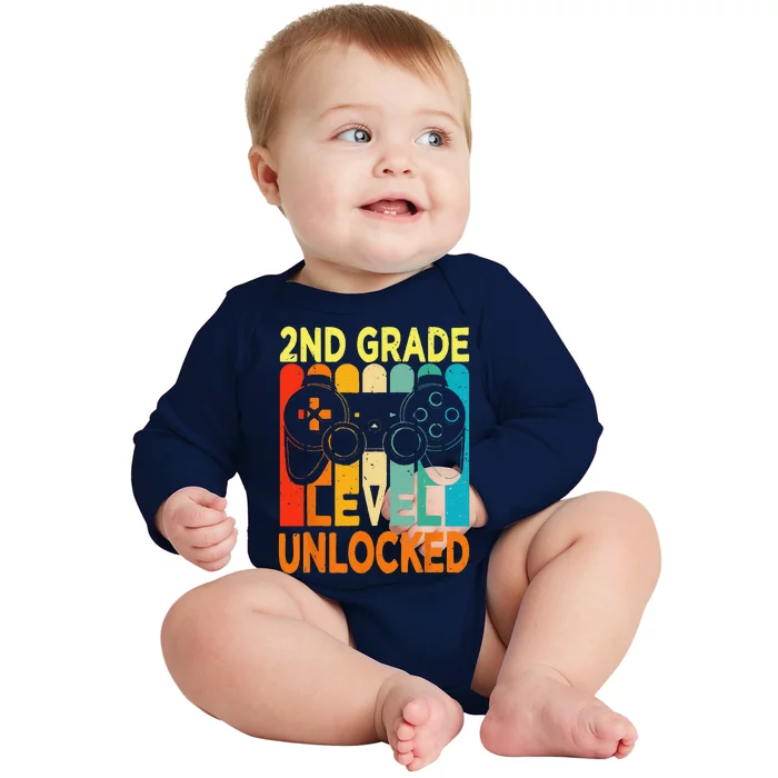 Hello 2nd Grade Level Unlocked Video Game Back To School Baby Long Sleeve Bodysuit