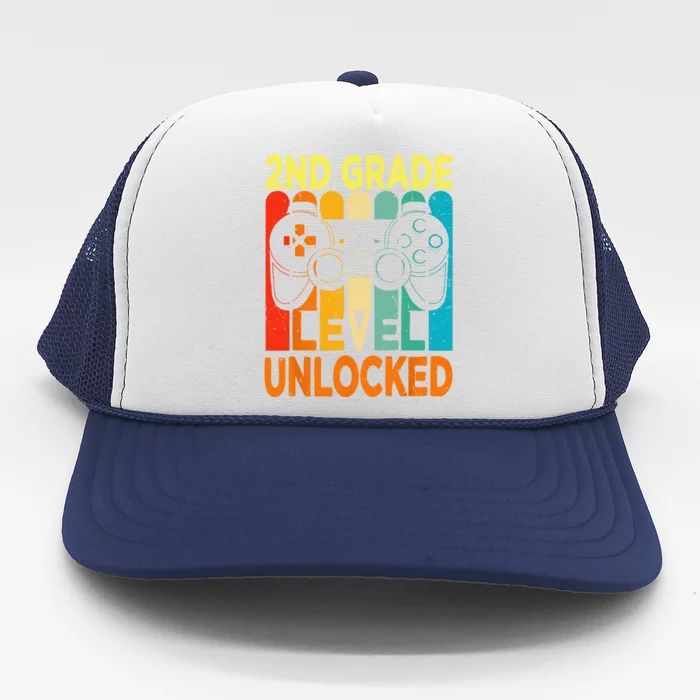 Hello 2nd Grade Level Unlocked Video Game Back To School Trucker Hat