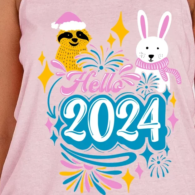 Hello 2024 Gift Women's Knotted Racerback Tank