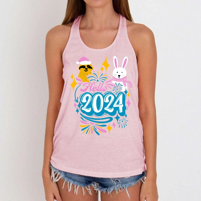 Hello 2024 Gift Women's Knotted Racerback Tank