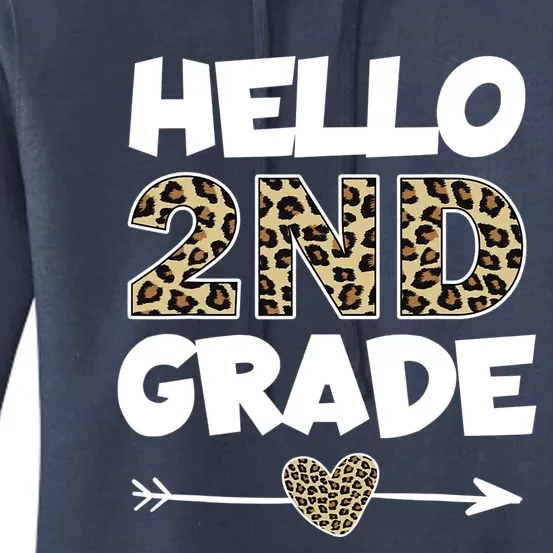 Hello 2nd Grade Leopard Print Second Grade Teacher Kids Gift Women's Pullover Hoodie