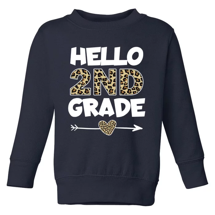 Hello 2nd Grade Leopard Print Second Grade Teacher Kids Gift Toddler Sweatshirt