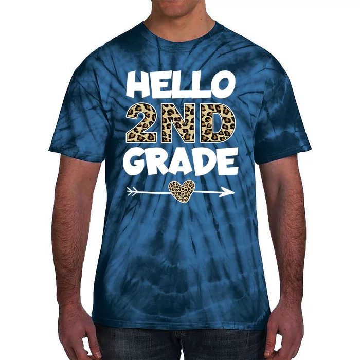 Hello 2nd Grade Leopard Print Second Grade Teacher Kids Gift Tie-Dye T-Shirt