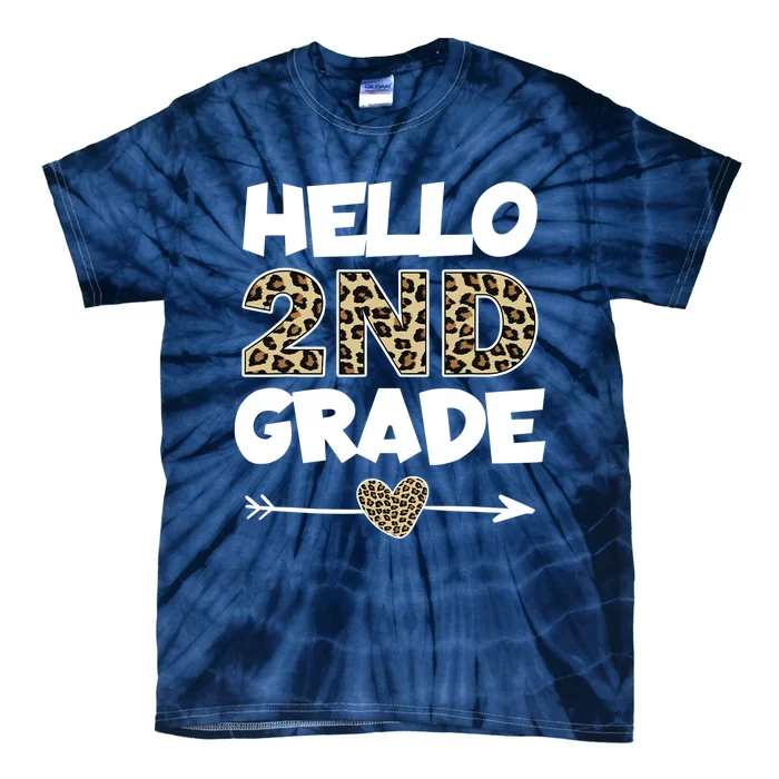 Hello 2nd Grade Leopard Print Second Grade Teacher Kids Gift Tie-Dye T-Shirt