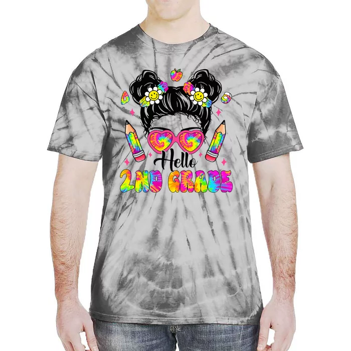 Hello 2nd Grade Second Tie Dye Messy Bun Back To School Tie-Dye T-Shirt