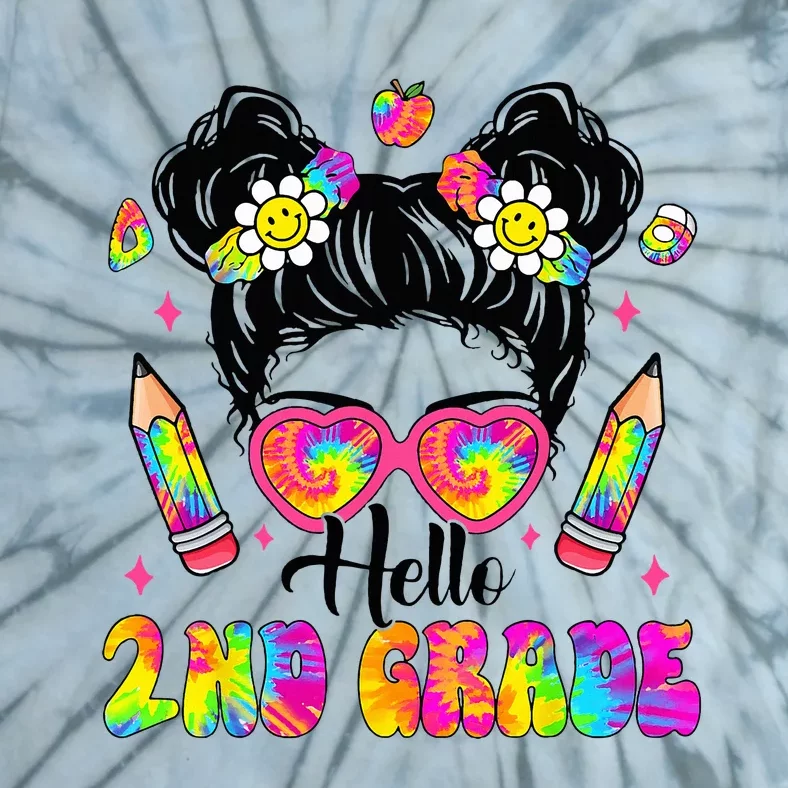 Hello 2nd Grade Second Tie Dye Messy Bun Back To School Tie-Dye T-Shirt