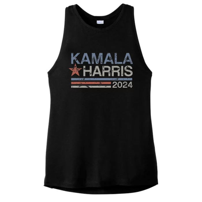 Harris 2024 Grunge Retro Stripes Vintage Kamala Harris 2024 Ladies Tri-Blend Wicking Tank