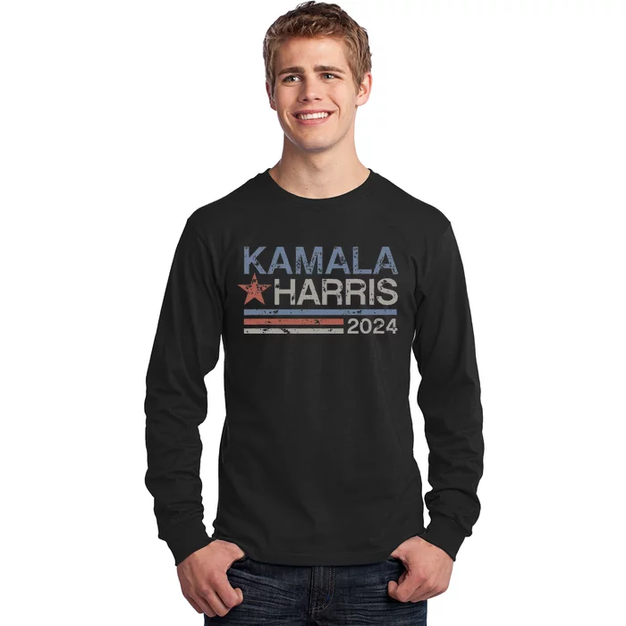 Harris 2024 Grunge Retro Stripes Vintage Kamala Harris 2024 Long Sleeve Shirt