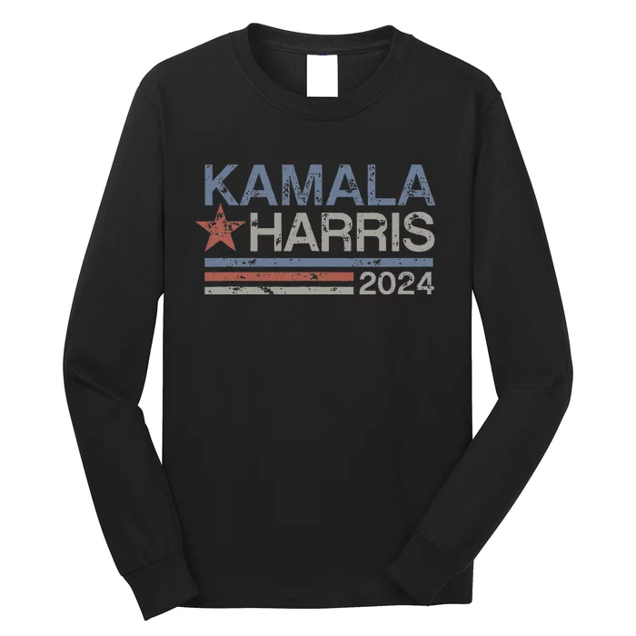 Harris 2024 Grunge Retro Stripes Vintage Kamala Harris 2024 Long Sleeve Shirt