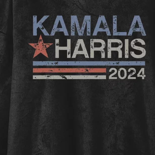 Harris 2024 Grunge Retro Stripes Vintage Kamala Harris 2024 Hooded Wearable Blanket