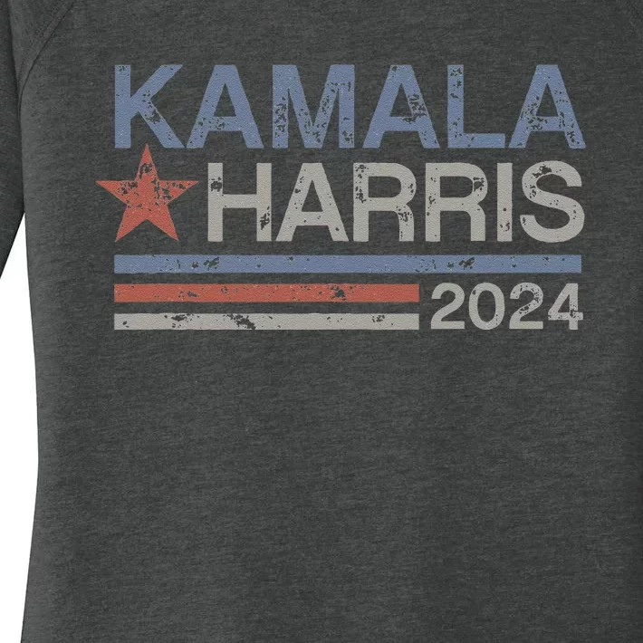 Harris 2024 Grunge Retro Stripes Vintage Kamala Harris 2024 Women's Perfect Tri Tunic Long Sleeve Shirt