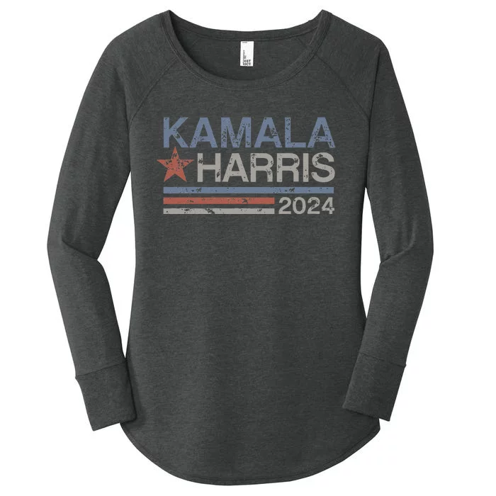 Harris 2024 Grunge Retro Stripes Vintage Kamala Harris 2024 Women's Perfect Tri Tunic Long Sleeve Shirt