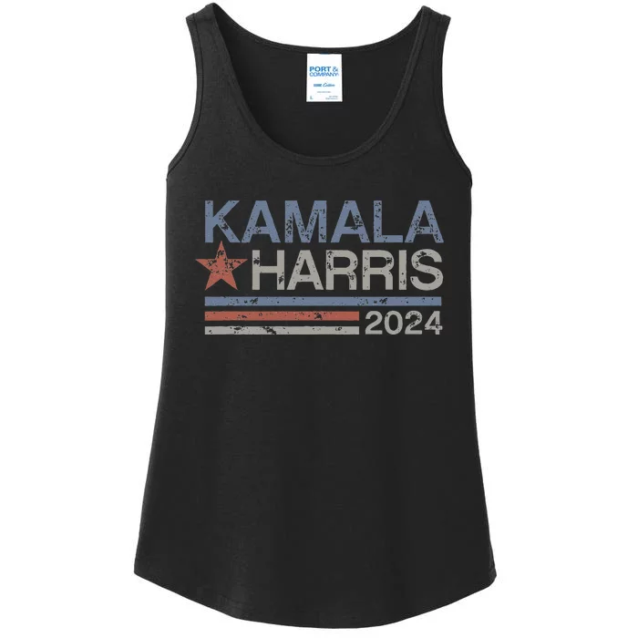 Harris 2024 Grunge Retro Stripes Vintage Kamala Harris 2024 Ladies Essential Tank