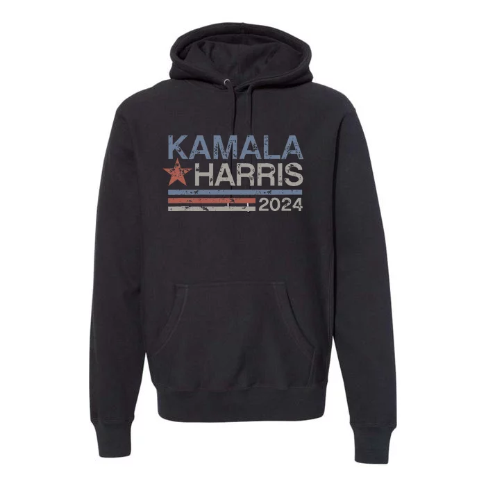 Harris 2024 Grunge Retro Stripes Vintage Kamala Harris 2024 Premium Hoodie