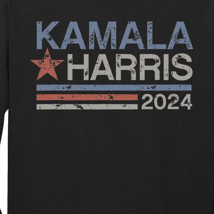 Harris 2024 Grunge Retro Stripes Vintage Kamala Harris 2024 Tall Long Sleeve T-Shirt