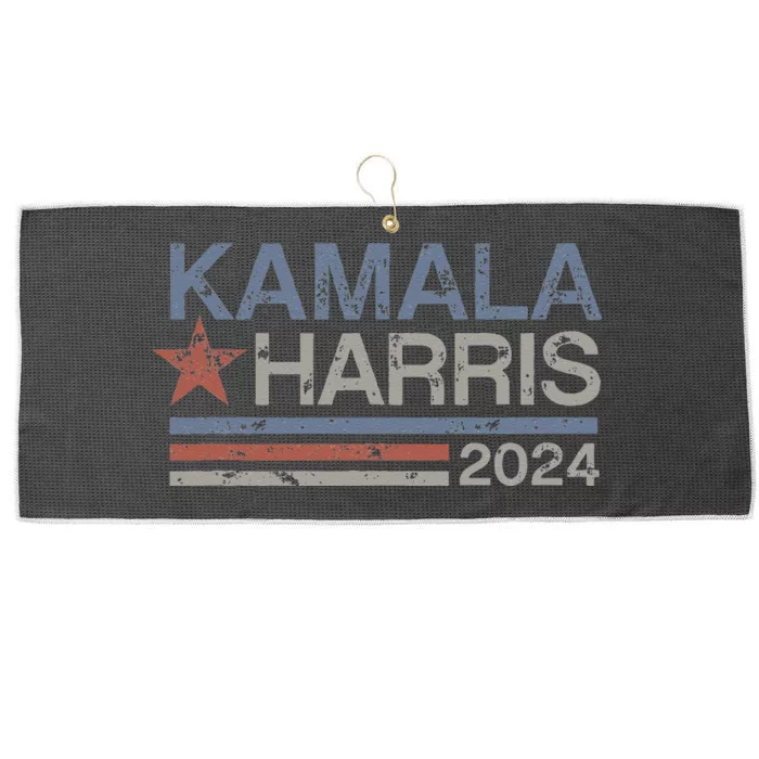 Harris 2024 Grunge Retro Stripes Vintage Kamala Harris 2024 Large Microfiber Waffle Golf Towel