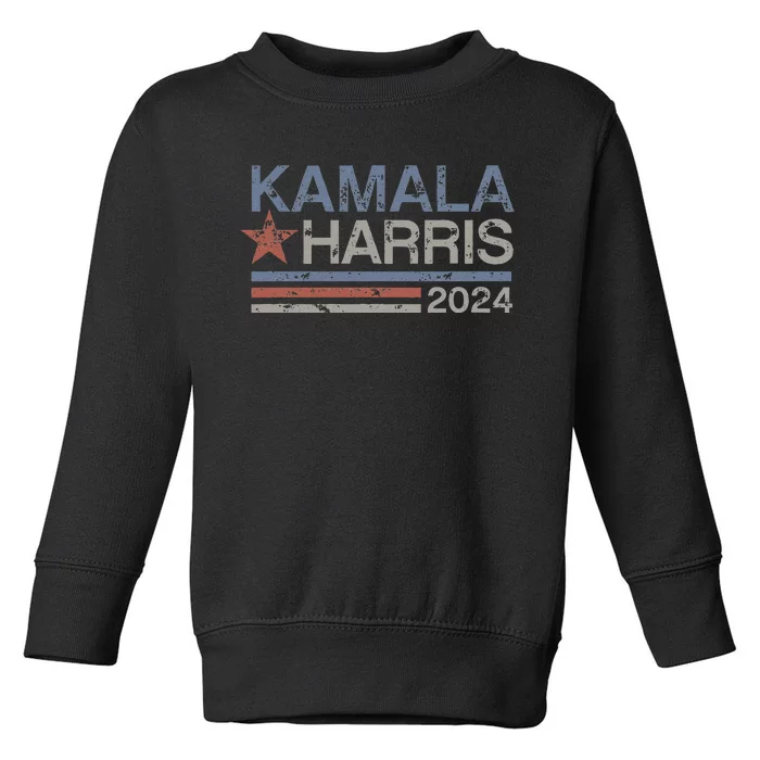 Harris 2024 Grunge Retro Stripes Vintage Kamala Harris 2024 Toddler Sweatshirt