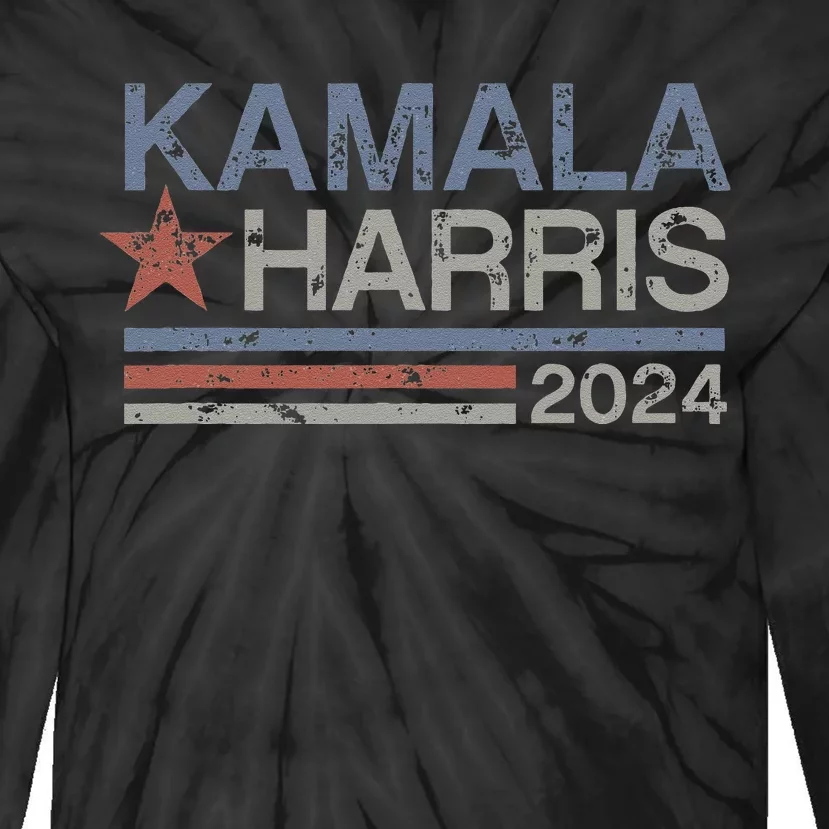 Harris 2024 Grunge Retro Stripes Vintage Kamala Harris 2024 Tie-Dye Long Sleeve Shirt