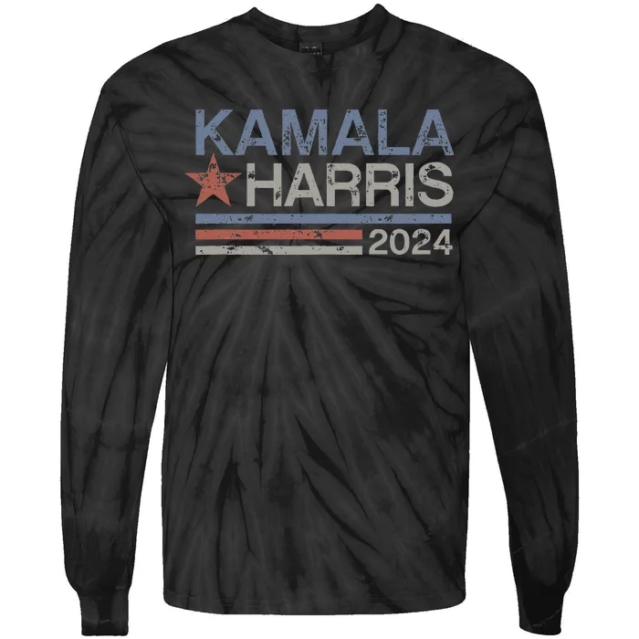 Harris 2024 Grunge Retro Stripes Vintage Kamala Harris 2024 Tie-Dye Long Sleeve Shirt