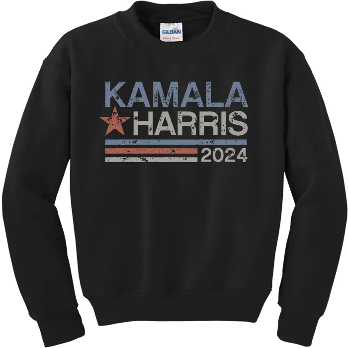 Harris 2024 Grunge Retro Stripes Vintage Kamala Harris 2024 Kids Sweatshirt