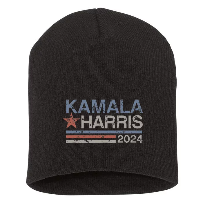 Harris 2024 Grunge Retro Stripes Vintage Kamala Harris 2024 Short Acrylic Beanie