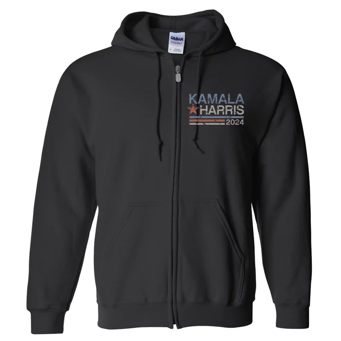 Harris 2024 Grunge Retro Stripes Vintage Kamala Harris 2024 Full Zip Hoodie