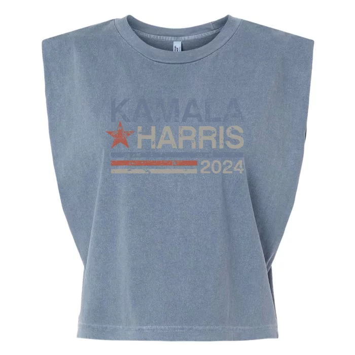 Harris 2024 Grunge Retro Stripes Vintage Kamala Harris 2024 Garment-Dyed Women's Muscle Tee