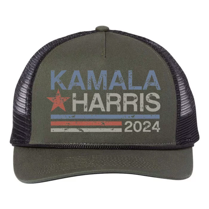 Harris 2024 Grunge Retro Stripes Vintage Kamala Harris 2024 Retro Rope Trucker Hat Cap