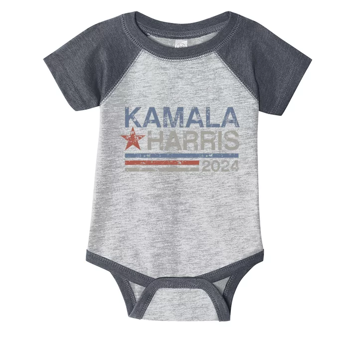 Harris 2024 Grunge Retro Stripes Vintage Kamala Harris 2024 Infant Baby Jersey Bodysuit