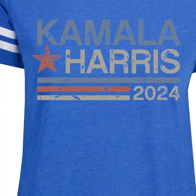 Harris 2024 Grunge Retro Stripes Vintage Kamala Harris 2024 Enza Ladies Jersey Football T-Shirt