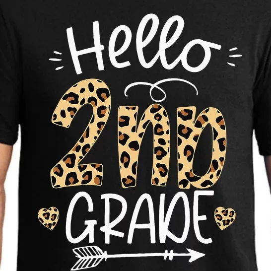 Hello 2nd Grade Leopard Teacher Students Back To School Pajama Set