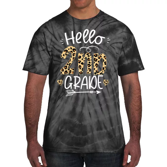 Hello 2nd Grade Leopard Teacher Students Back To School Tie-Dye T-Shirt