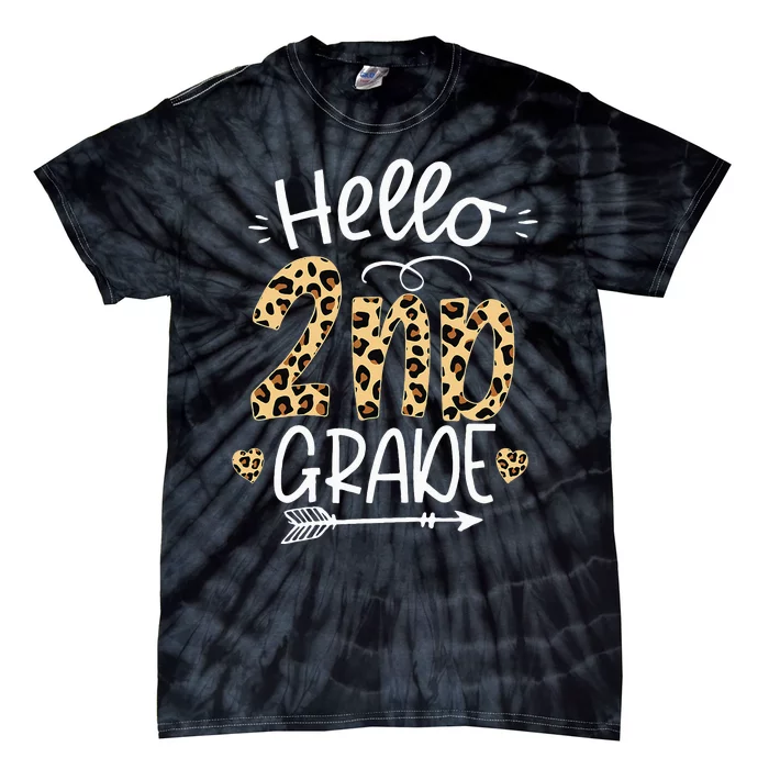 Hello 2nd Grade Leopard Teacher Students Back To School Tie-Dye T-Shirt