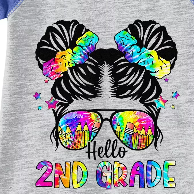 Hello 2nd Grade Messy Bun Team Second Grade Back To School Infant Baby Jersey Bodysuit