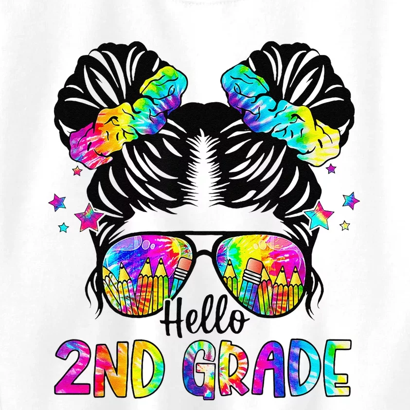 Hello 2nd Grade Messy Bun Team Second Grade Back To School Kids Sweatshirt