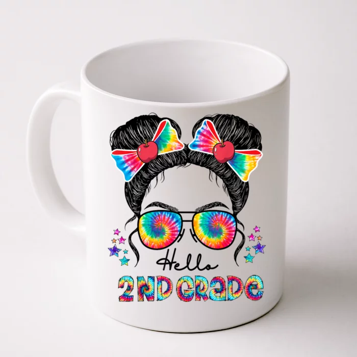 Hello 2nd Grade Messy Bun Back To School First Day Girl Front & Back Coffee Mug