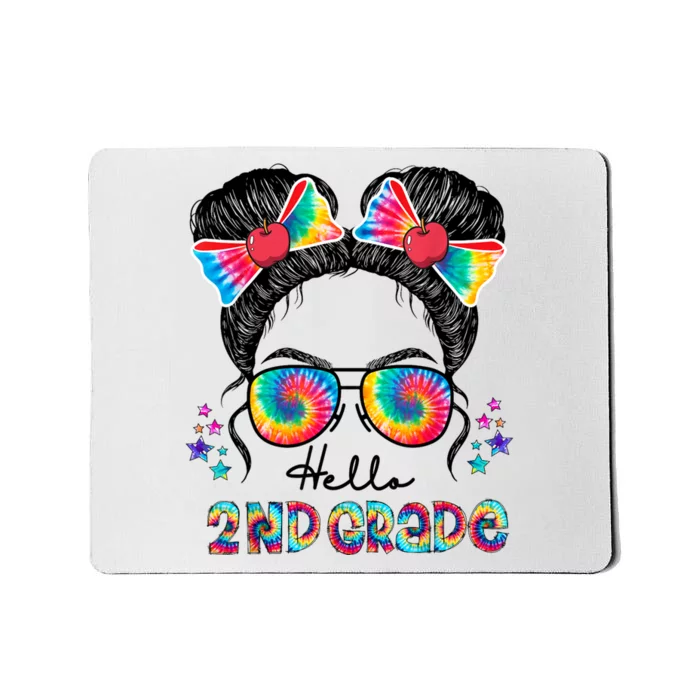 Hello 2nd Grade Messy Bun Back To School First Day Girl Mousepad