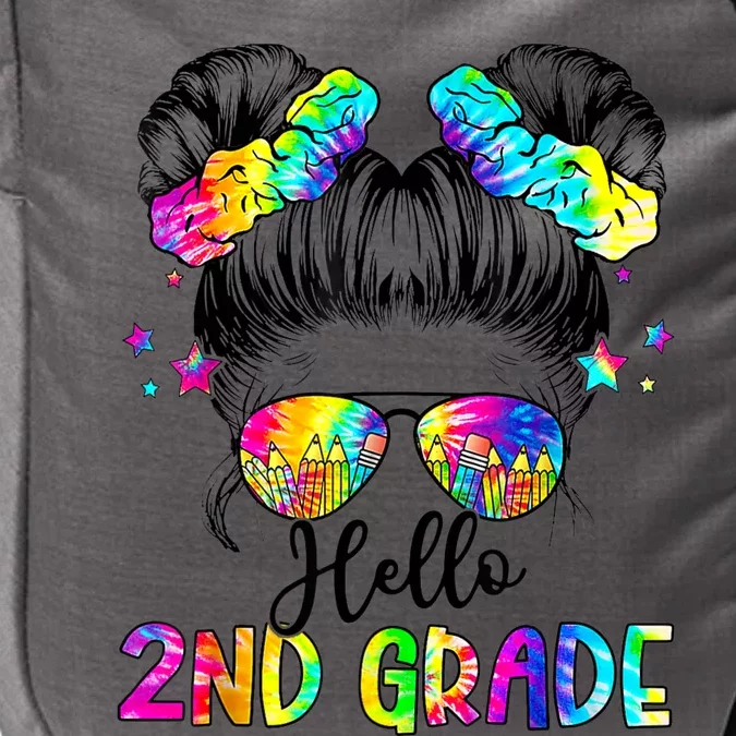 Hello 2nd Grade Messy Hair Bun Girl Back To School First Day Impact Tech Backpack