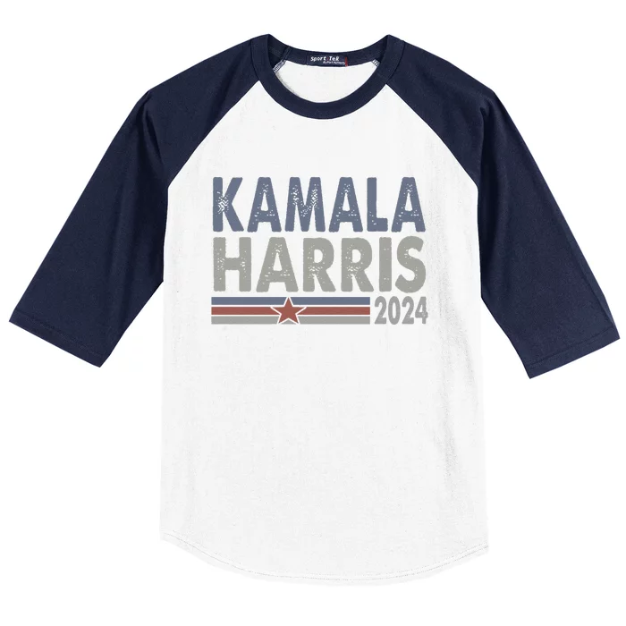 Harris 2024 Grunge Retro Stripes Vintage Kamala Harris 2024 Baseball Sleeve Shirt