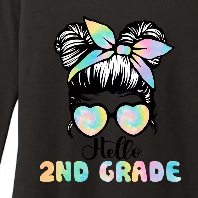 Hello 2nd Grade Messy Hair Bun Girl Back To School First Day Womens CVC Long Sleeve Shirt