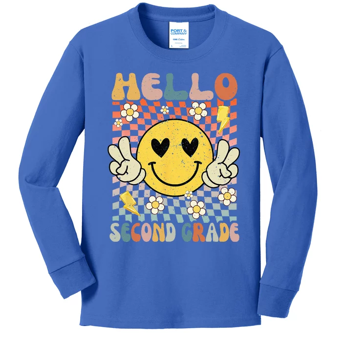 Hello 2nd Grade Back To School Second Grade Teacher Kids Long Sleeve Shirt