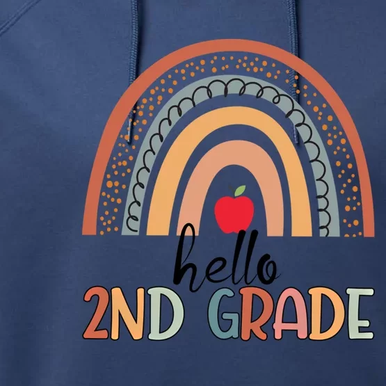 Hello 2Nd Grade Teacher Rainbow Team Second Grade Teacher Great Gift Performance Fleece Hoodie