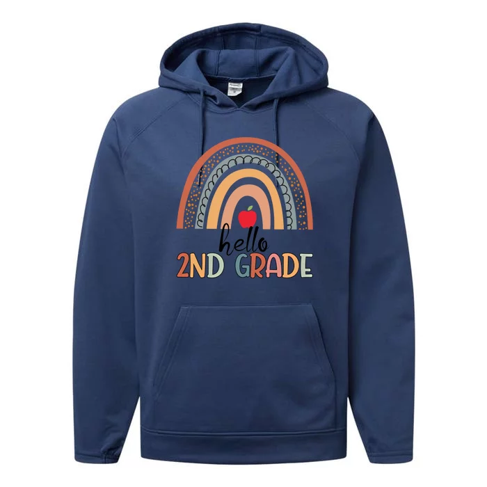 Hello 2Nd Grade Teacher Rainbow Team Second Grade Teacher Great Gift Performance Fleece Hoodie