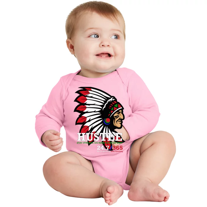 Hustle 247 Gang Clothing Native American Baby Long Sleeve Bodysuit