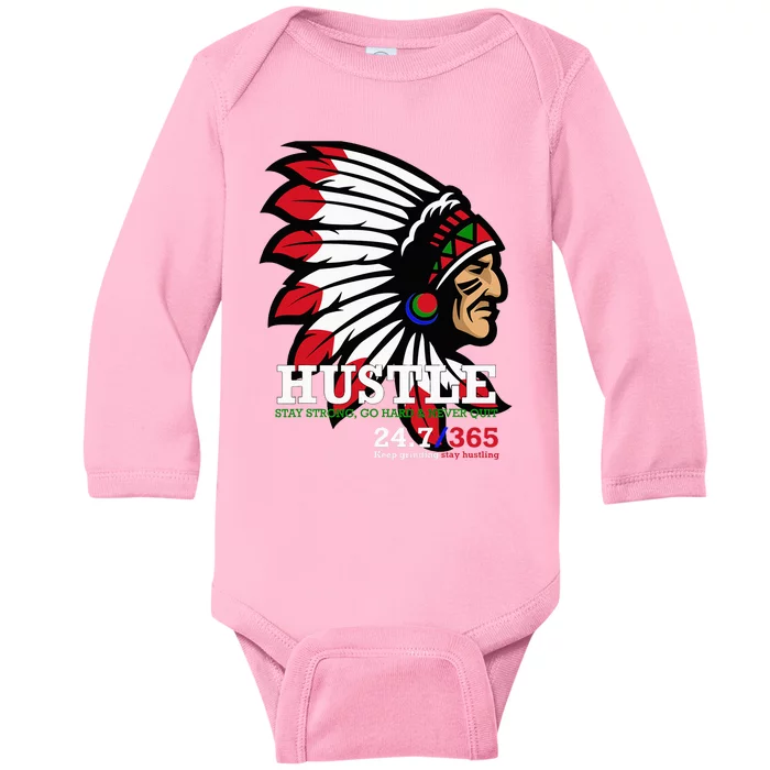 Hustle 247 Gang Clothing Native American Baby Long Sleeve Bodysuit