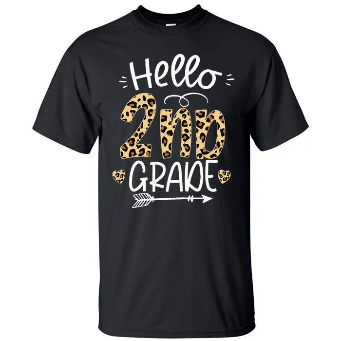 Hello 2nd Grade Leopard Teacher Students Back To School Tall T-Shirt