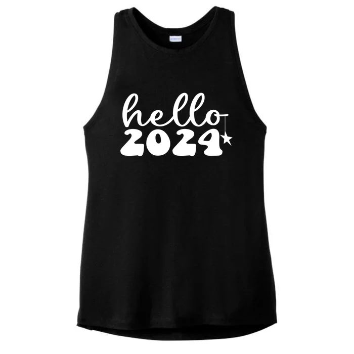 Hello 2024 Happy New Year Great Gift Ladies Tri-Blend Wicking Tank