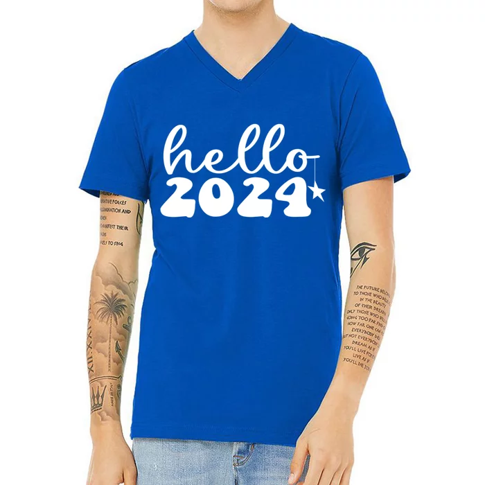 Hello 2024 Happy New Year Great Gift V-Neck T-Shirt