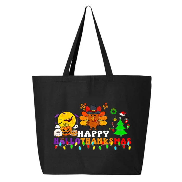 Hallothanksmas 2024 Halloween Merry Christmas Thanksgiving 25L Jumbo Tote